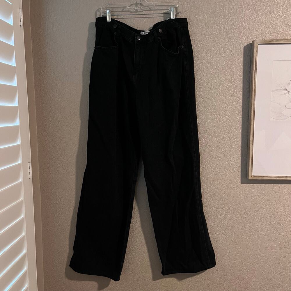 The Frankie Shop Hayla Wide Leg Baggy Jeans XL/XXL Adjustable Waist Cotton Gray - Picture 2 of 9